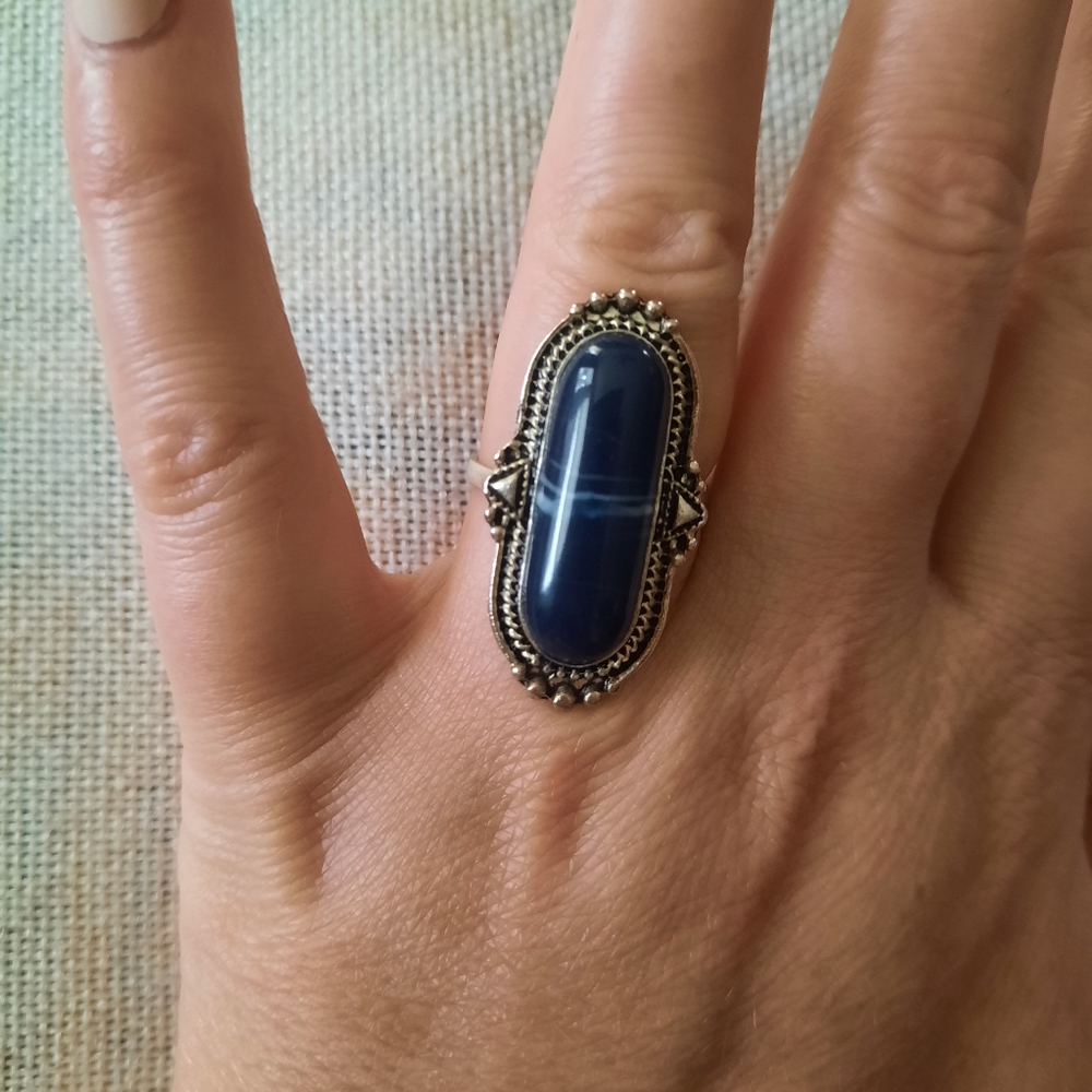 Blue stone Silver ring